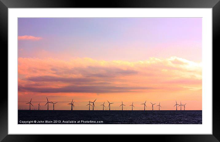 Liverpool bay Wind farm Framed Mounted Print by John Wain