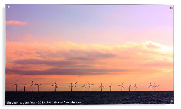 Liverpool bay Wind farm Acrylic by John Wain