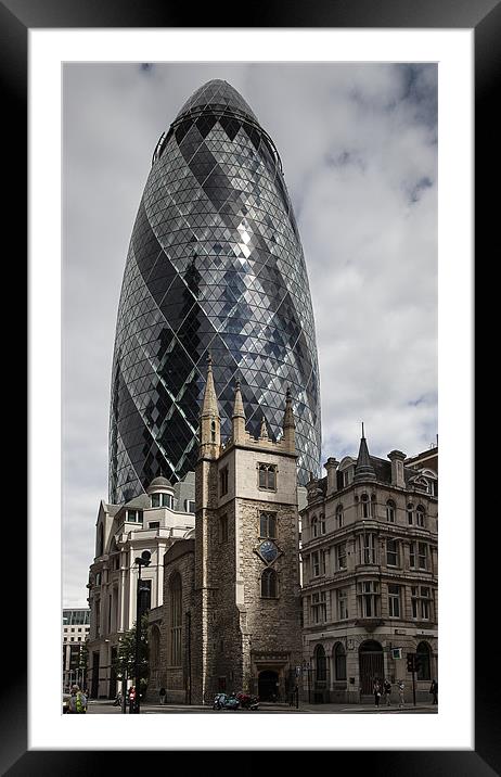 The Gherkin and the Church Framed Mounted Print by Nigel Jones