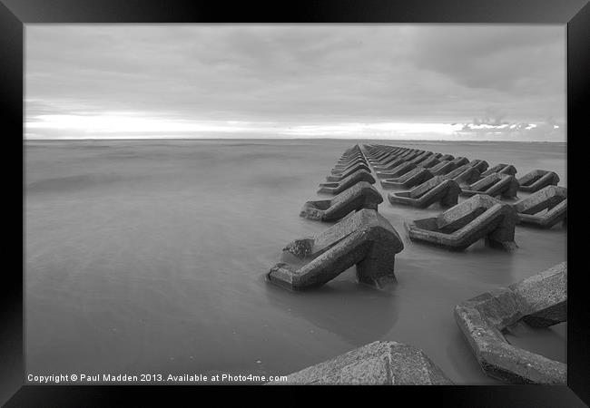 Incoming tide at dusk B+W Framed Print by Paul Madden