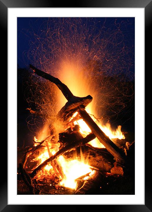 campfire Framed Mounted Print by martin laurie