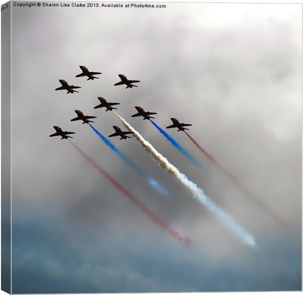 Red Arrows formation Canvas Print by Sharon Lisa Clarke