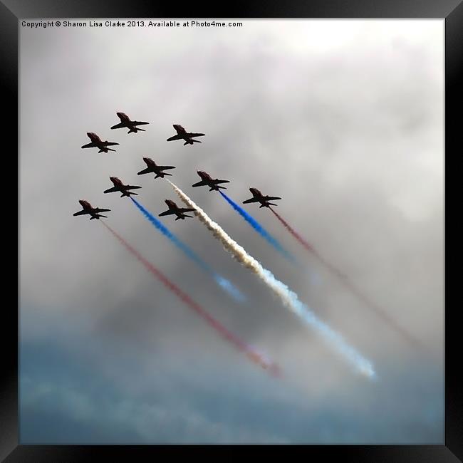 Red Arrows formation Framed Print by Sharon Lisa Clarke