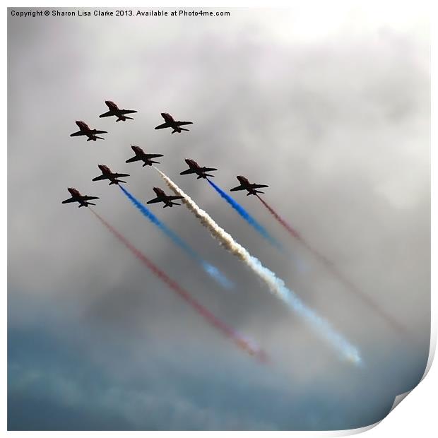Red Arrows formation Print by Sharon Lisa Clarke