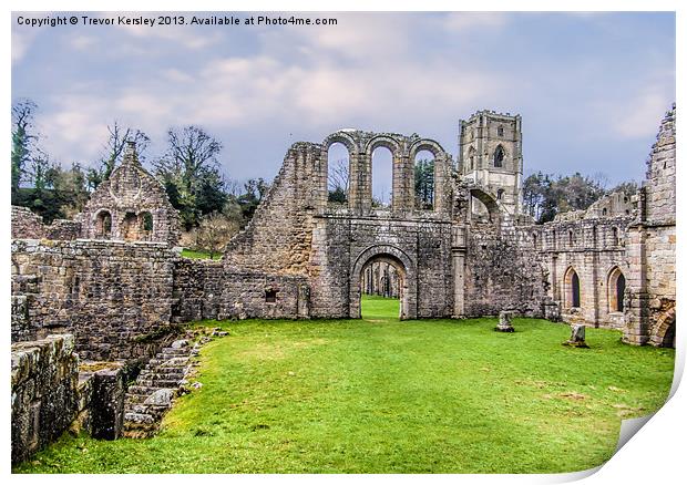 Ruins at Fountains Abbey Print by Trevor Kersley RIP