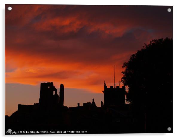 Sunset at Corfe Acrylic by Mike Streeter