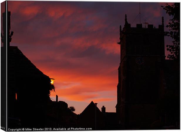 Corfe Castle Sunset 3 Canvas Print by Mike Streeter