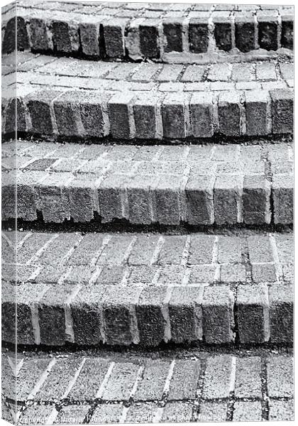 Brick Steps in Black and White - Natalie Kinnear P Canvas Print by Natalie Kinnear