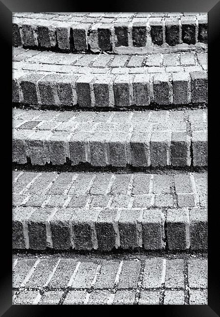 Brick Steps in Black and White - Natalie Kinnear P Framed Print by Natalie Kinnear