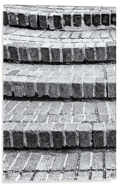 Brick Steps in Black and White - Natalie Kinnear P Acrylic by Natalie Kinnear