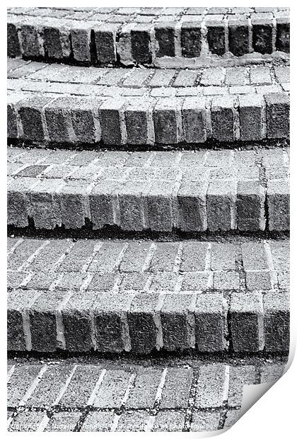 Brick Steps in Black and White - Natalie Kinnear P Print by Natalie Kinnear