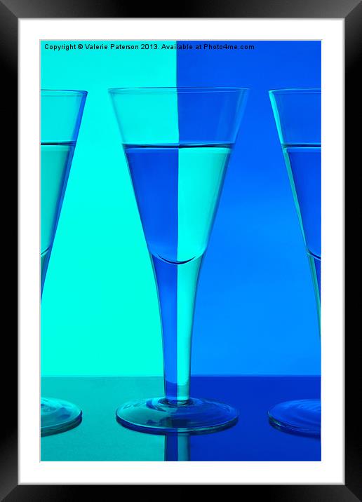 Blue Wine Goblets Framed Mounted Print by Valerie Paterson