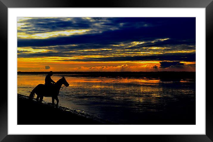 The Sunset Rider Framed Mounted Print by Jon Clifton
