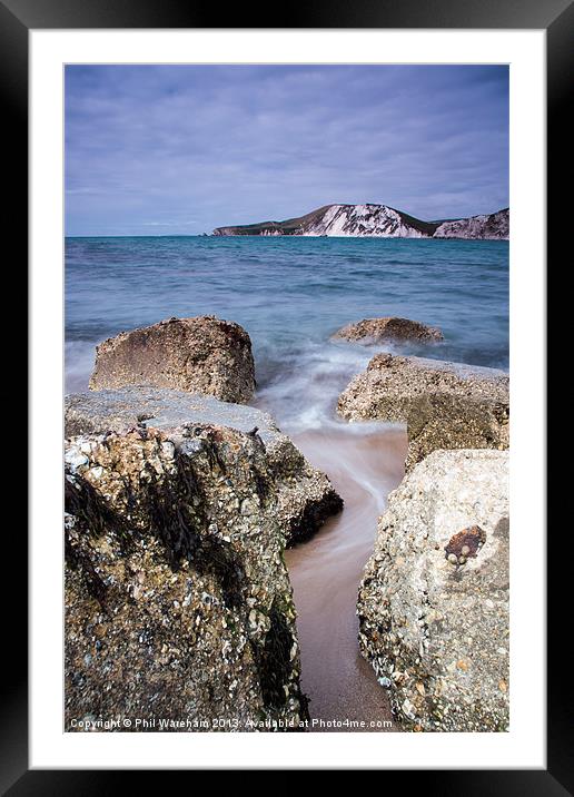 Rocks at Worbarrow Bay Framed Mounted Print by Phil Wareham