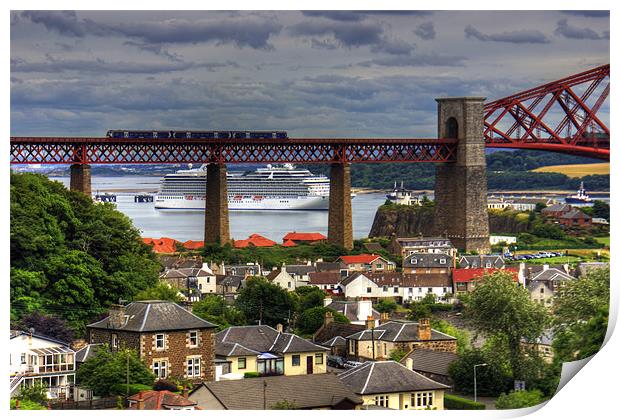 Cruise Ship in the Forth Print by Tom Gomez