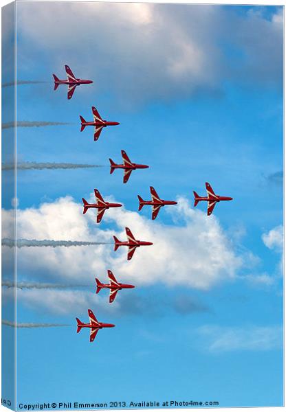 The Red Arrows 2013 Canvas Print by Phil Emmerson
