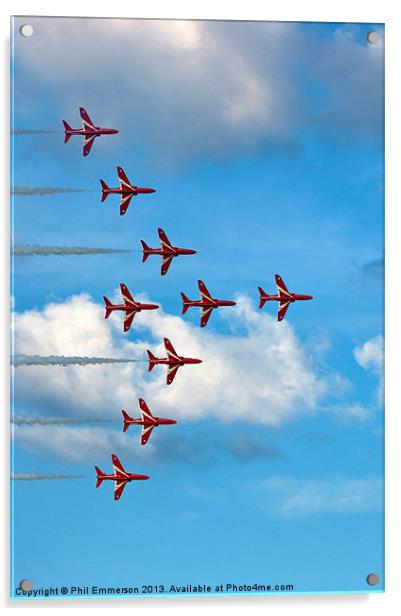 The Red Arrows 2013 Acrylic by Phil Emmerson