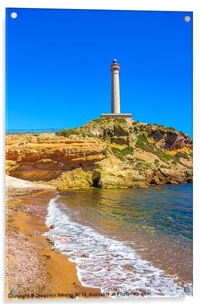 Cabo de Palos lighthouse on La Manga, Murcia, Spai Acrylic by Dragomir Nikolov