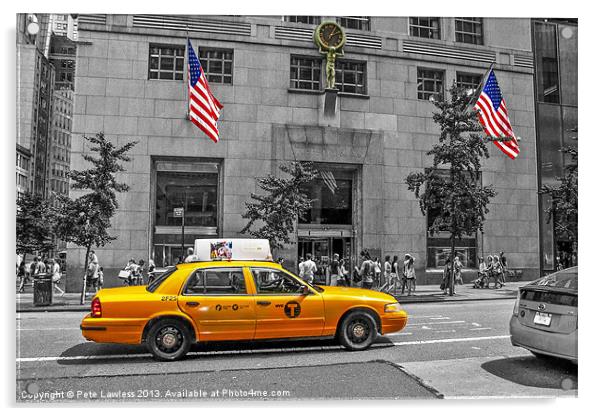 Yellow cab NYC Acrylic by Pete Lawless