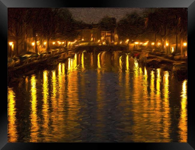 Amsterdam Canal Oil Painting Effect Framed Print by Glen Allen