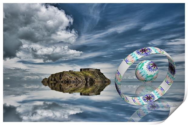 Island Ring and Sphere Print by Steve Purnell