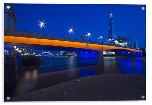 London Bridge Shard night Acrylic by David French