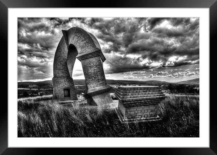 The Twisted Chimney Monochrome Framed Mounted Print by Steve Purnell
