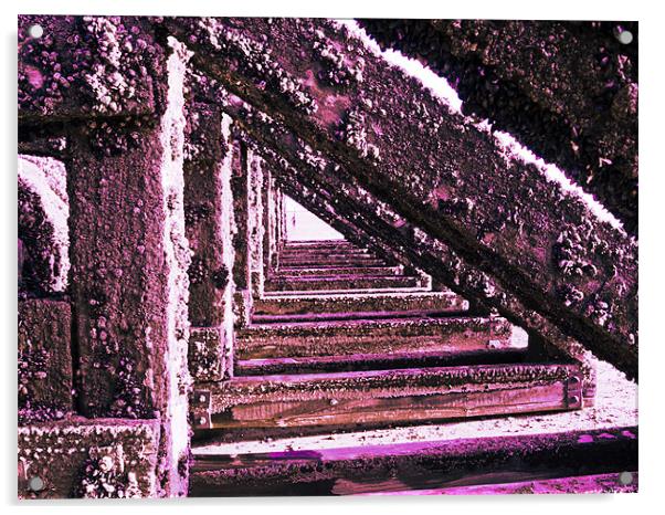 Groynes Abstract Spurn Point Acrylic by Glen Allen