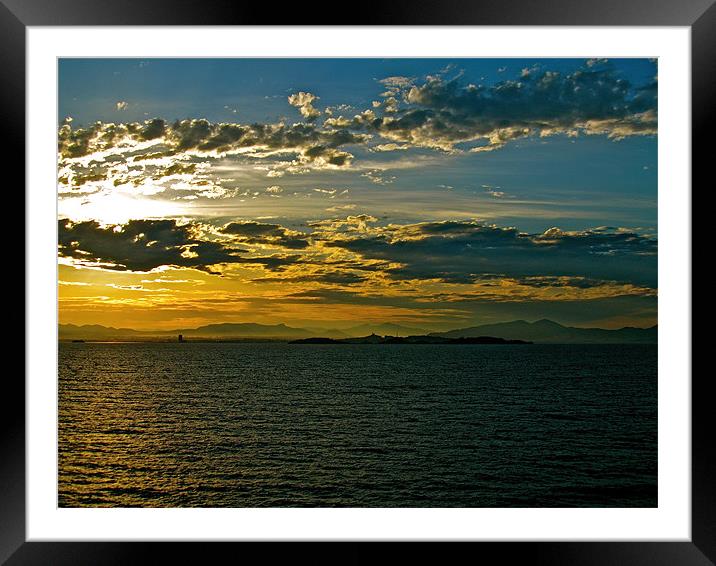 Sunset over Genoa Framed Mounted Print by Sue Bottomley
