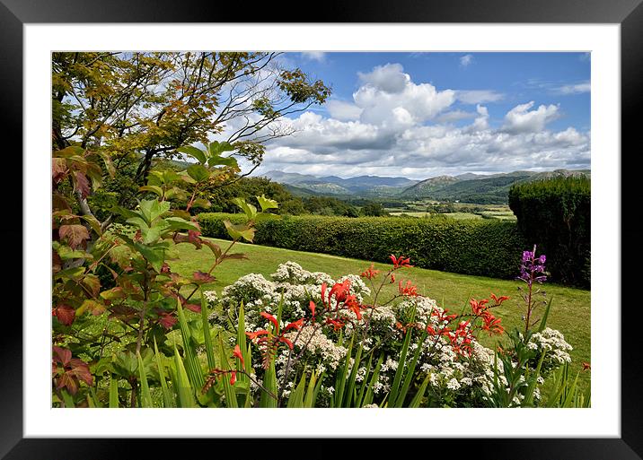 Garden Terrace Views Muncaster castle Framed Mounted Print by Gary Kenyon