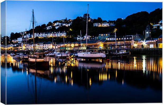 Looe Harbour and yachts Canvas Print by Oxon Images