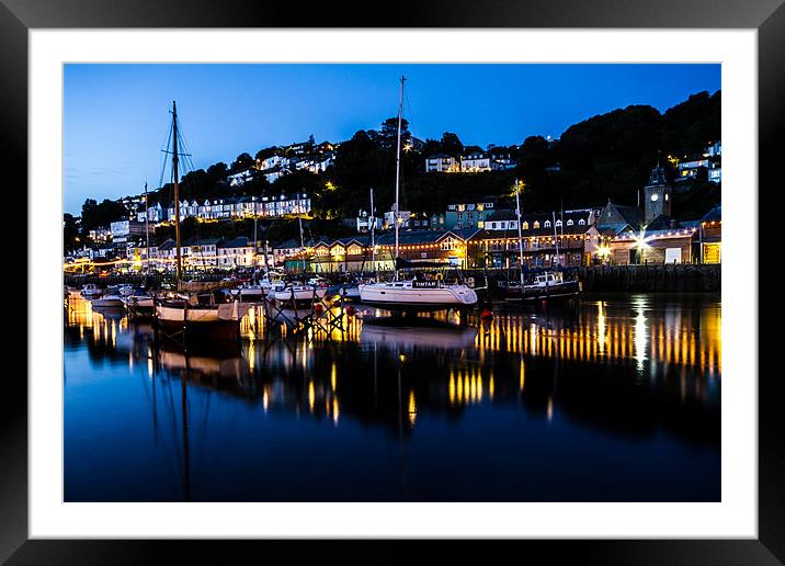 Looe Harbour and yachts Framed Mounted Print by Oxon Images