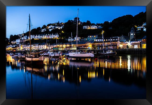 Looe Harbour and yachts Framed Print by Oxon Images