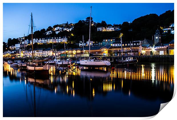 Looe Harbour and yachts Print by Oxon Images