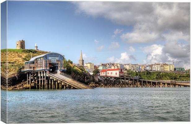 Tenby Life Boat Houses Canvas Print by Simon West