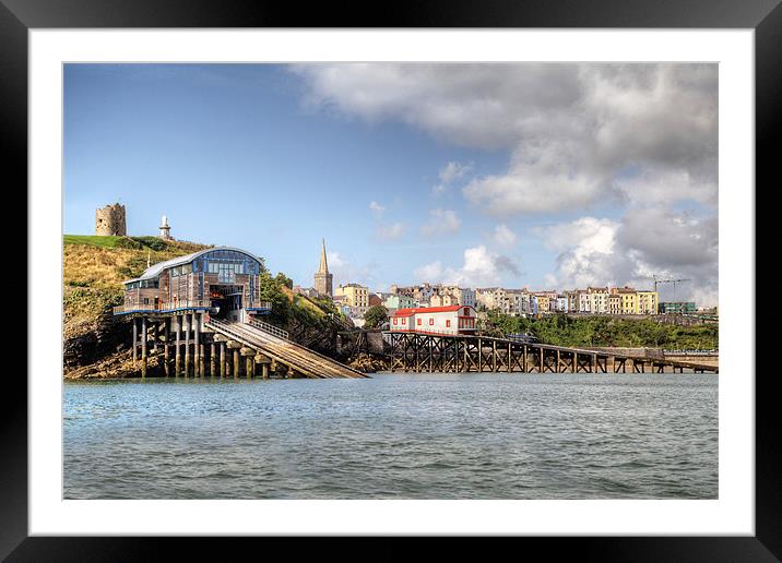 Tenby Life Boat Houses Framed Mounted Print by Simon West