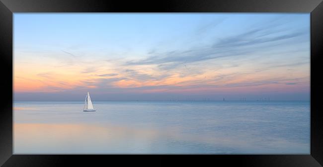 Reculver Sunset Yacht Framed Print by Robert  Radford