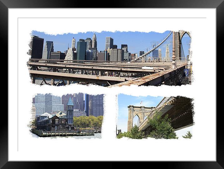 Brooklyn Bridge Lower Manhattan Framed Mounted Print by Philip Pound