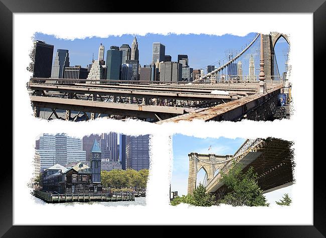 Brooklyn Bridge Lower Manhattan Framed Print by Philip Pound