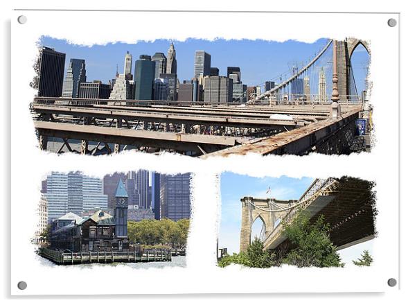 Brooklyn Bridge Lower Manhattan Acrylic by Philip Pound