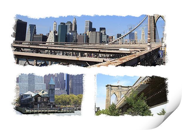Brooklyn Bridge Lower Manhattan Print by Philip Pound