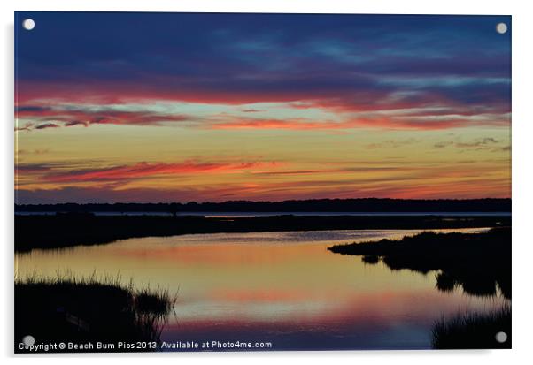 Sunset Marsh Acrylic by Beach Bum Pics