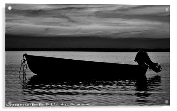 Shore Boat B&W Acrylic by Beach Bum Pics