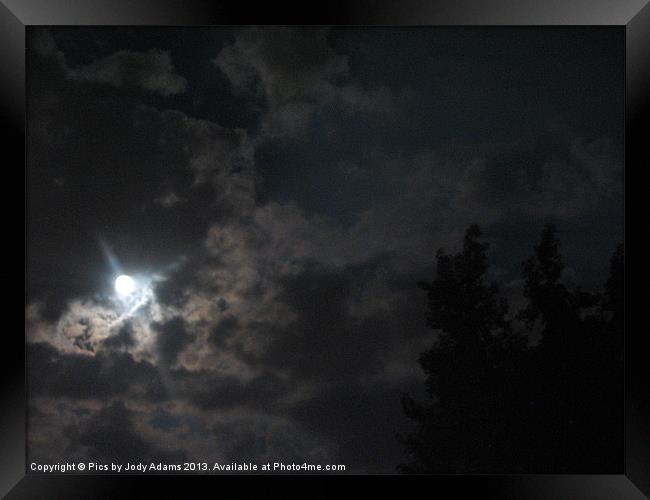 Moon and the Clouds Framed Print by Pics by Jody Adams