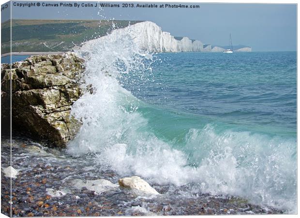 Breaking Wave The Seven Sisters Canvas Print by Colin Williams Photography