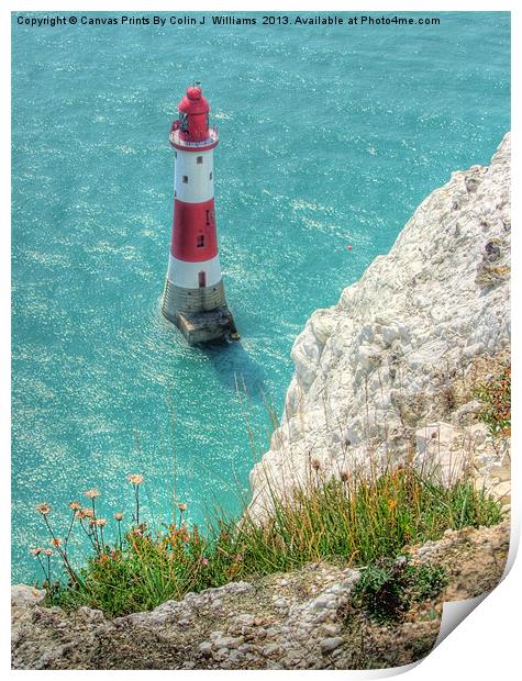 The Lighthouse From Beachy Head Print by Colin Williams Photography