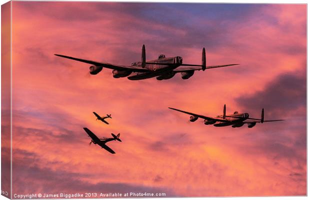 Bomber Escort - Dawn Raid Canvas Print by J Biggadike