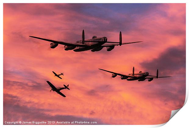 Bomber Escort - Dawn Raid Print by J Biggadike