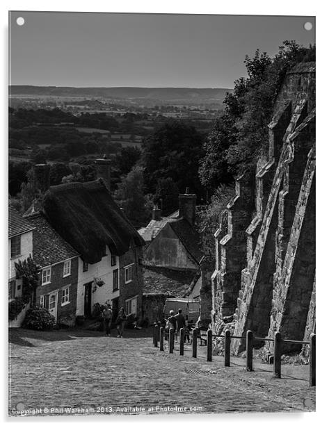 Gold Hill Shaftesbury Acrylic by Phil Wareham