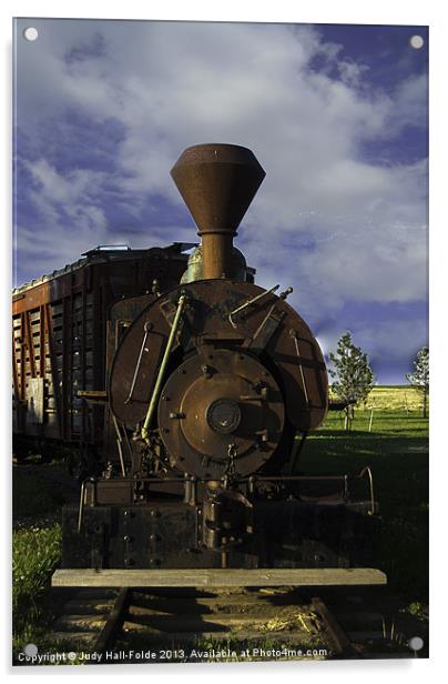 Old Prairie Train Acrylic by Judy Hall-Folde